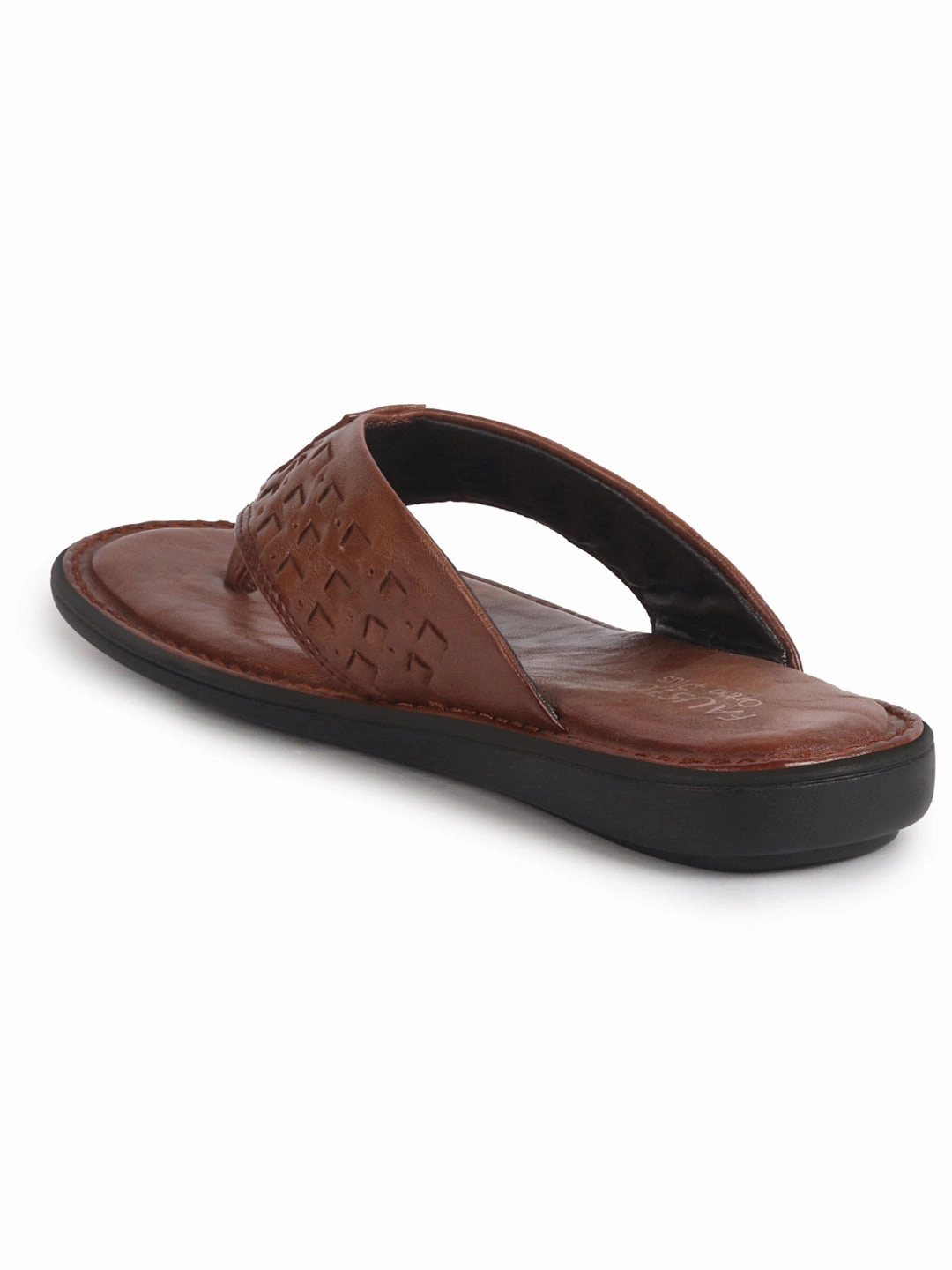 Men Tan Casual Outfit Ortho T-Strap Thong Slippers|Memory Cushioned Footbed|Ultra Lightweight and Comfort Slip On Slipper Sliver Slippers