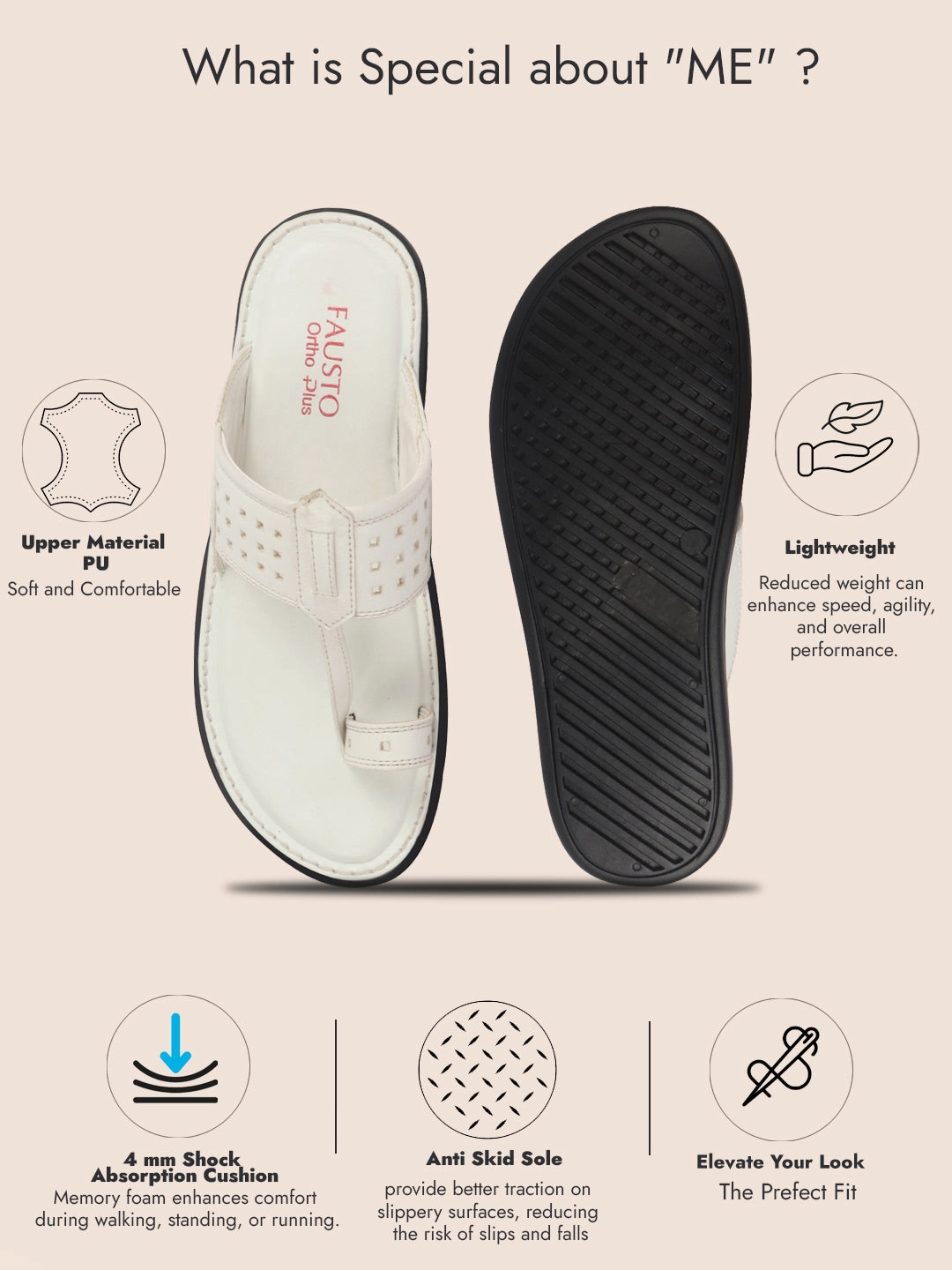 Men White Casual Outfit Kolhapuri Toe Ring Strap Ortho Slippers|Memory Cushioned Footbed|Ultra Lightweight and Comfort Slip On Slipper Mr Grumpy Slippers