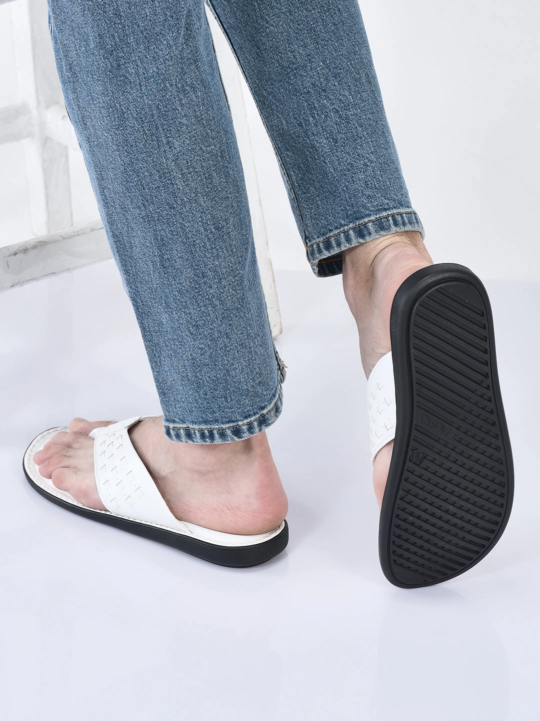 Men White Casual Outfit Ortho T-Strap Thong Slippers|Memory Cushioned Footbed|Ultra Lightweight and Comfort Slip On Slipper Tan Slippers
