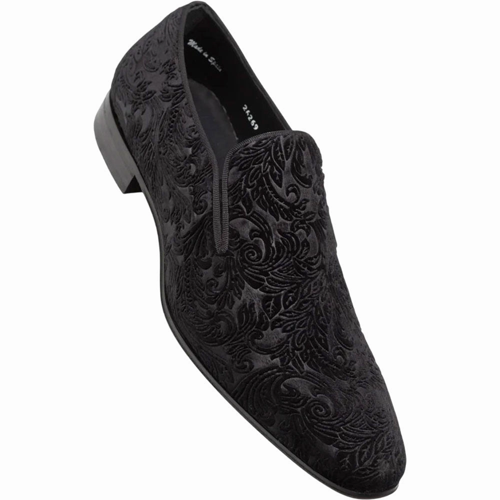 Ferragamo Sport Loafers Mezlan Men's Travolta Embossed Velvet Evening Pump in Black