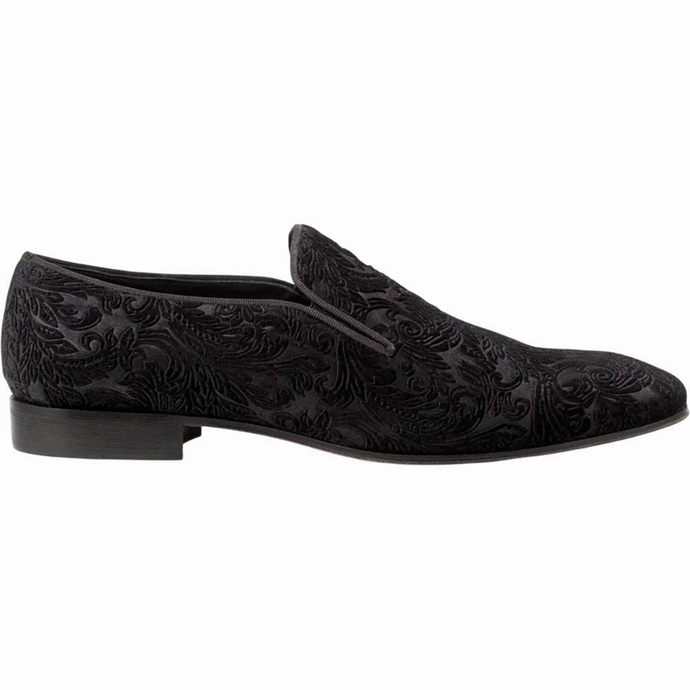 Most Comfortable Loafers Mezlan Men's Travolta Embossed Velvet Evening Pump in Black
