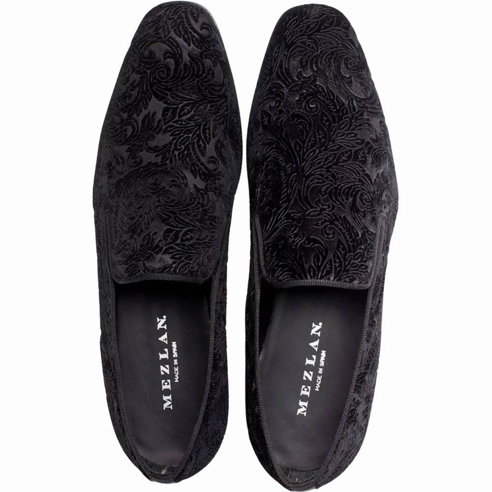 Taryn Rose Loafers Mezlan Men's Travolta Embossed Velvet Evening Pump in Black