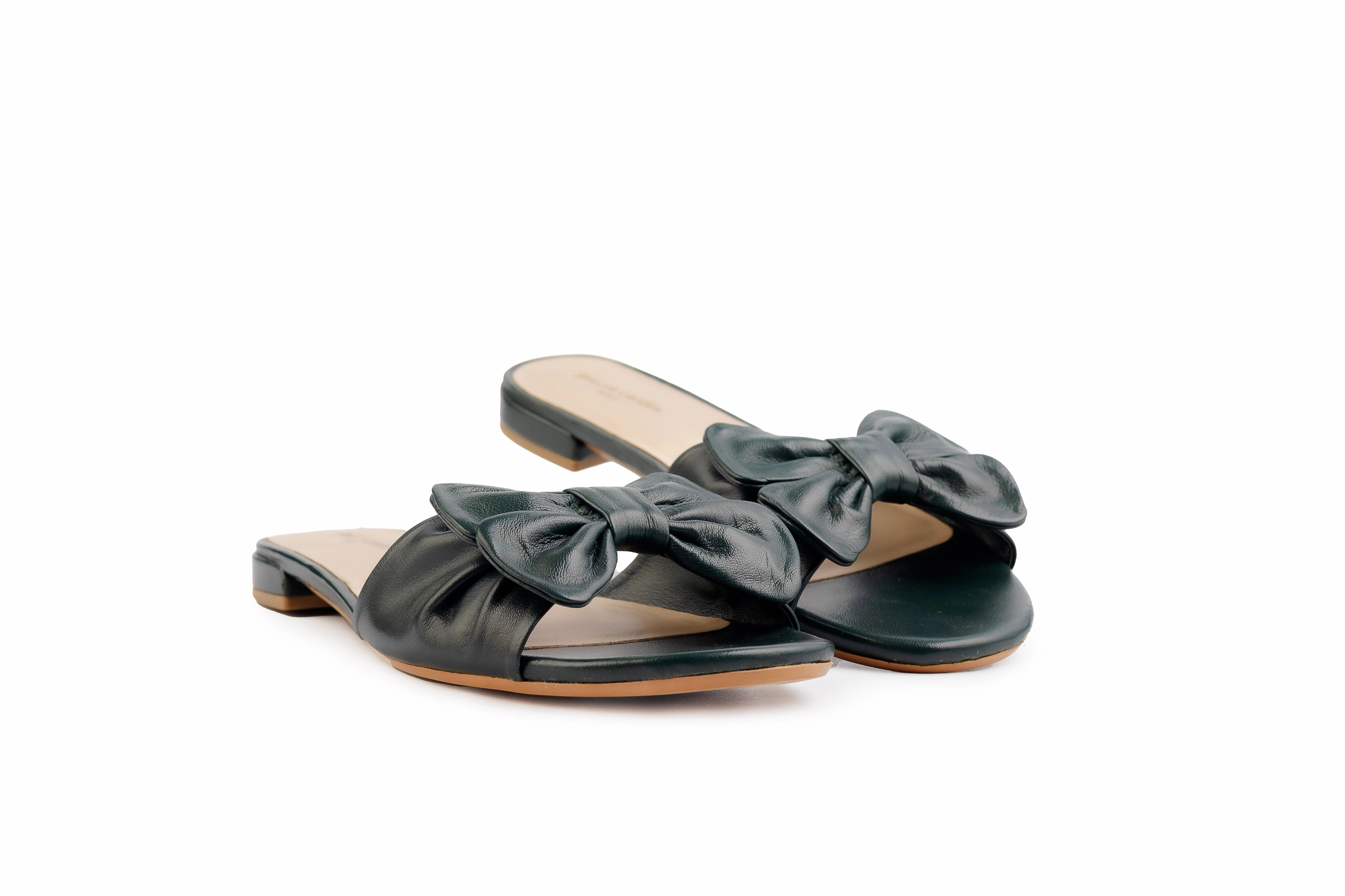 Canvas Shoes Flat Emily Forest-green Napa Leather Flats