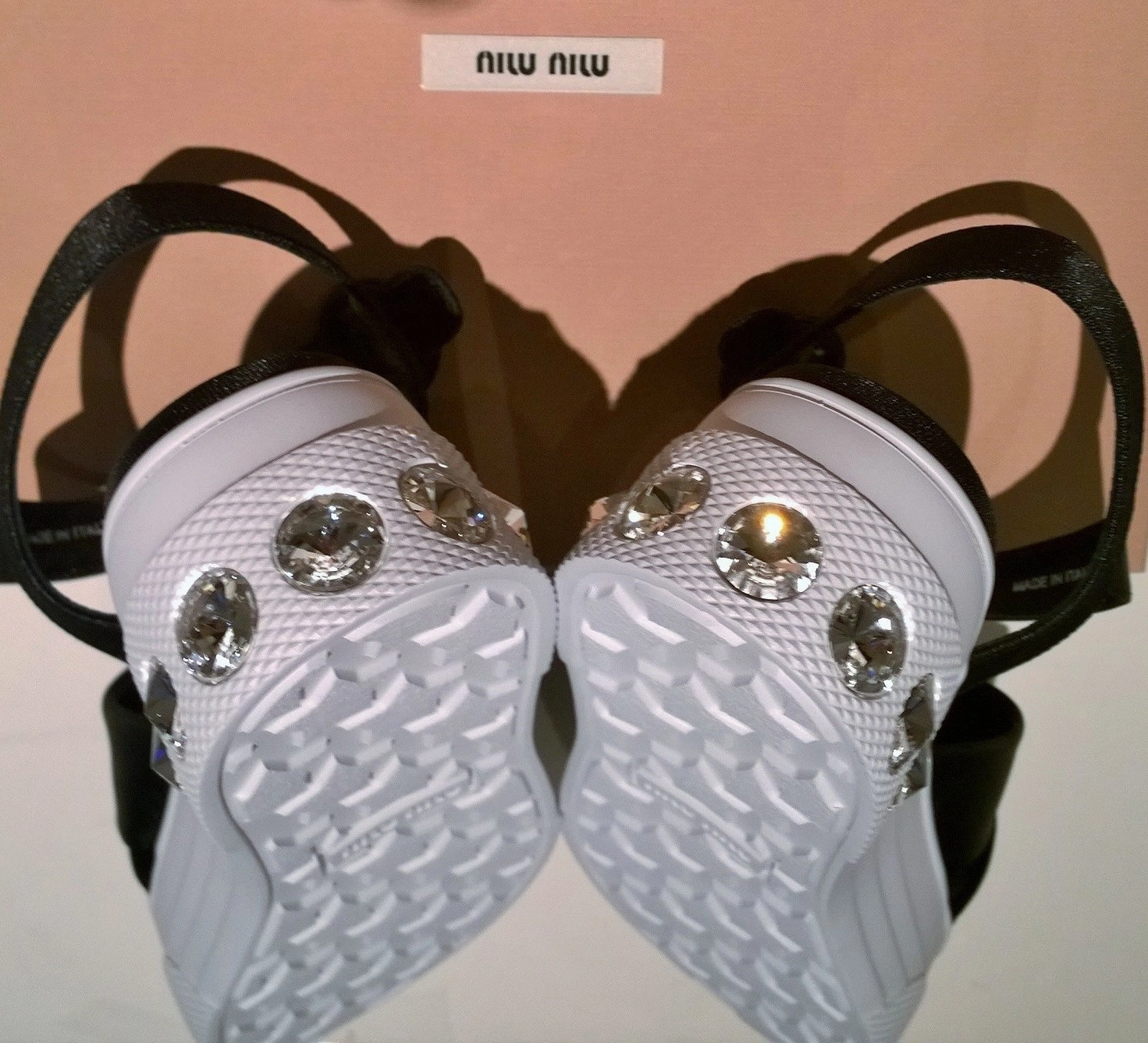 Miu Miu Black Satin Rhinestone Platform Sandals Madrid Big Buckle Eva Sandals