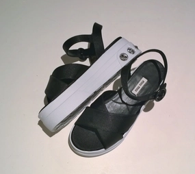 Miu Miu Black Satin Rhinestone Platform Sandals Stella Sandals