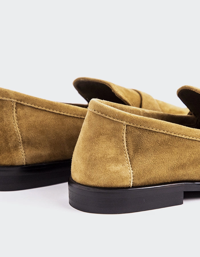 Ladies Platform Loafers Velika Khaki Suede