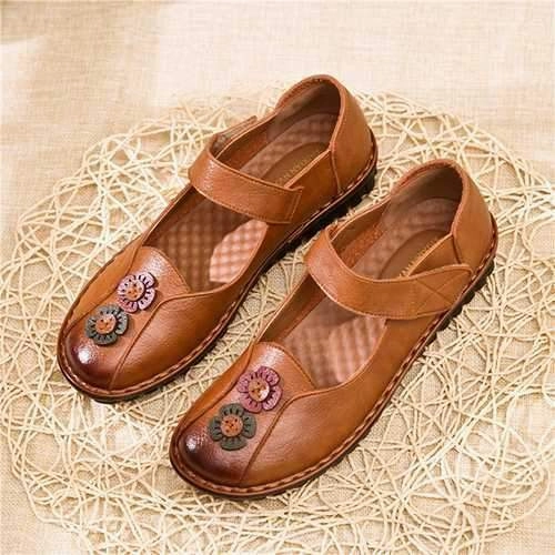 Best Mountain Bike Shoes Women Comfy Hook Loop Leather Flat Loafers