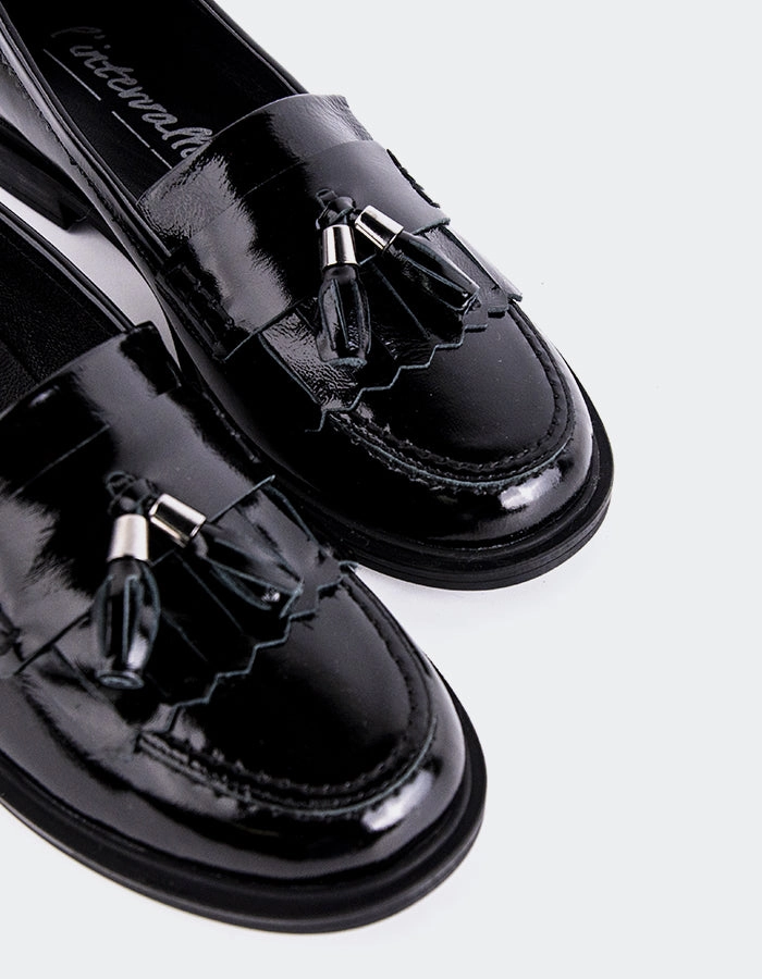 Amani Black Patent Box Loafers