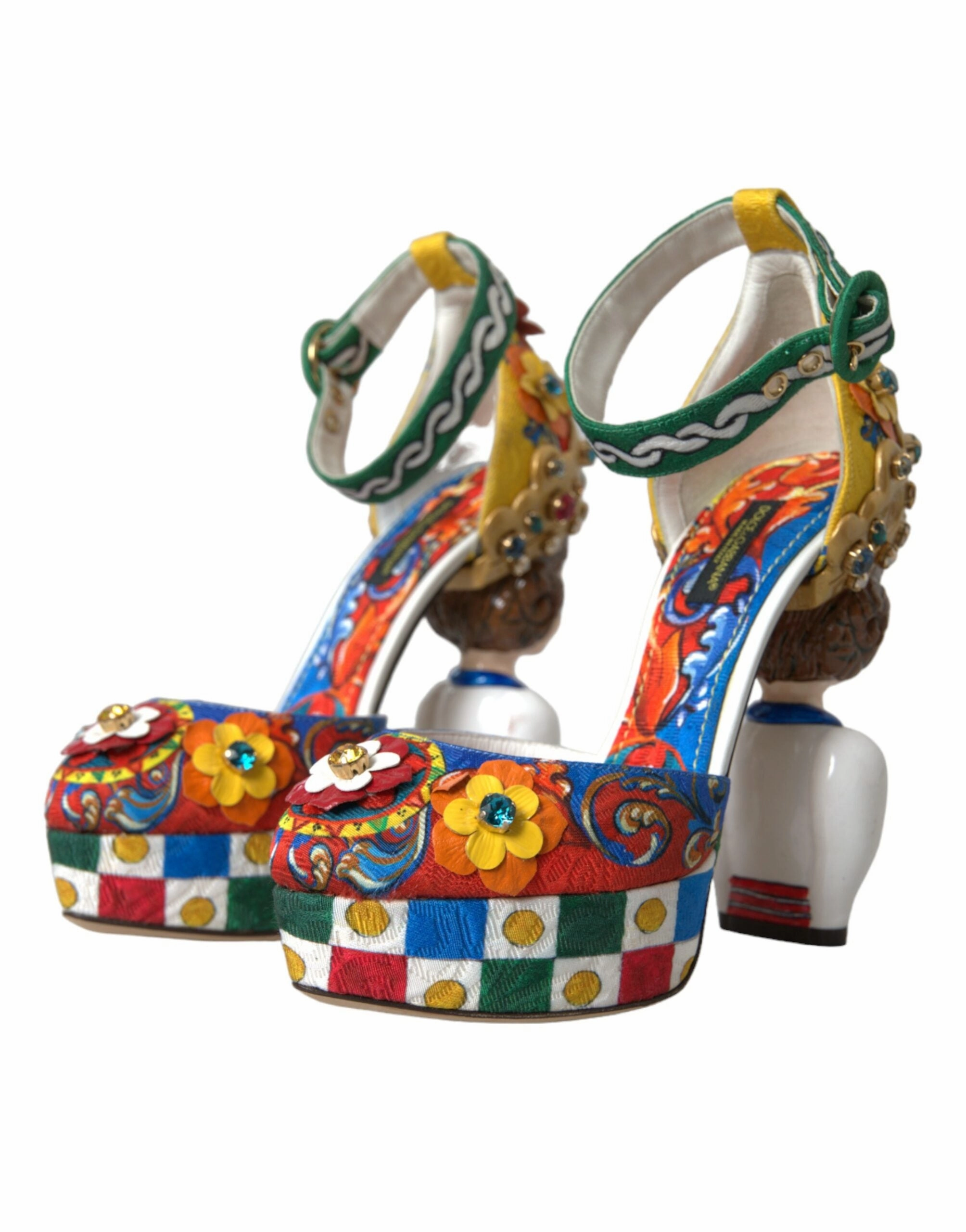 Antigua Resort Map Multicolor Carretto Embellished Sandals Shoes