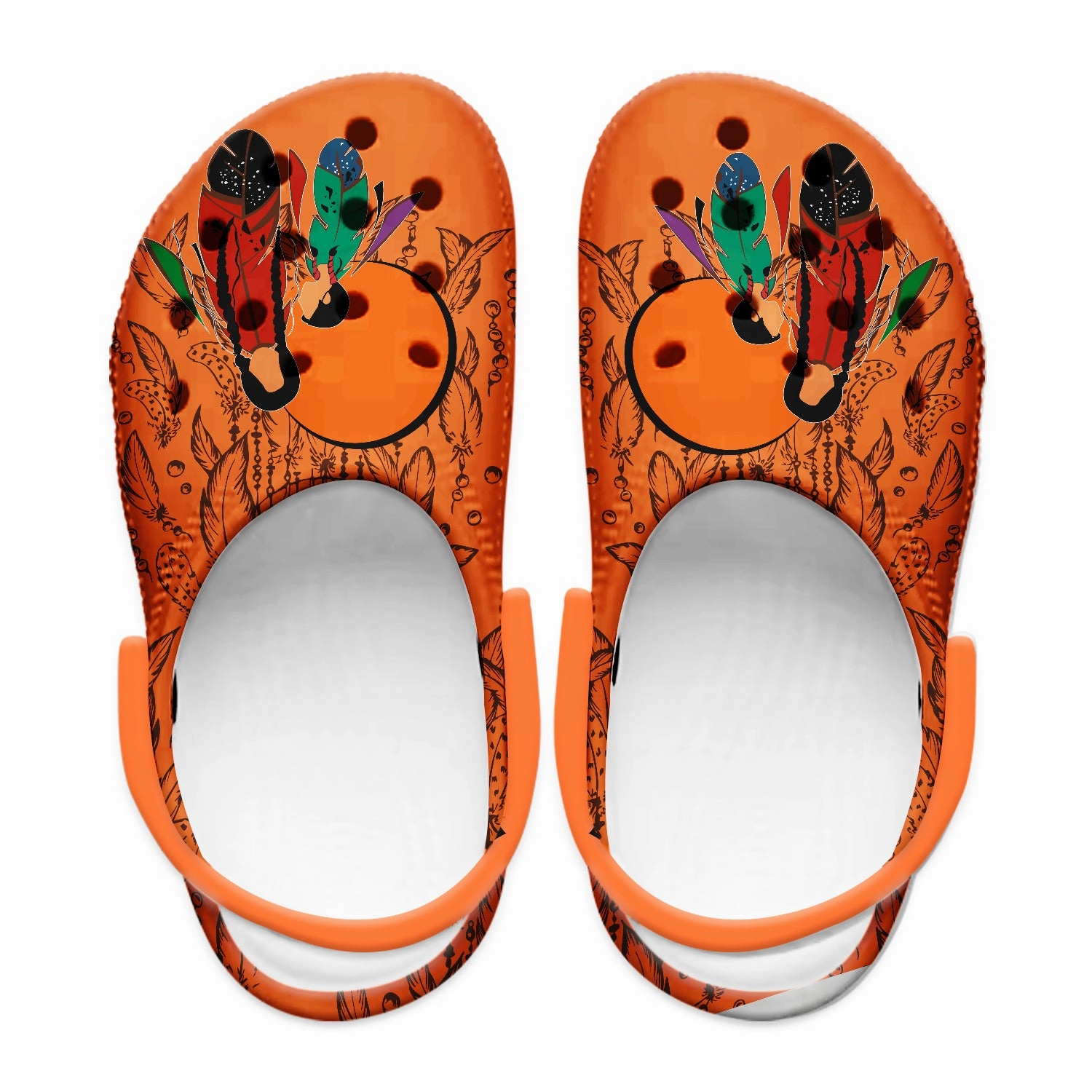 Medium Heel Platform Sandals Native Pattern Clog Shoes For Adult and Kid 89188 New