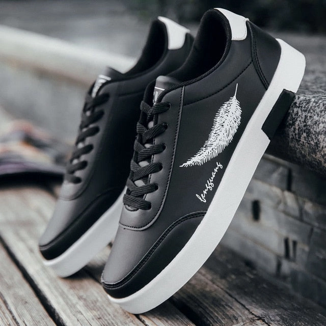 Flat-footed Shoes NAUSK 2019 Men Shoes Spring Autumn Casual Leather Flat Shoes Lace-up Low Top White Male Sneakers tenis masculino adulto Shoes