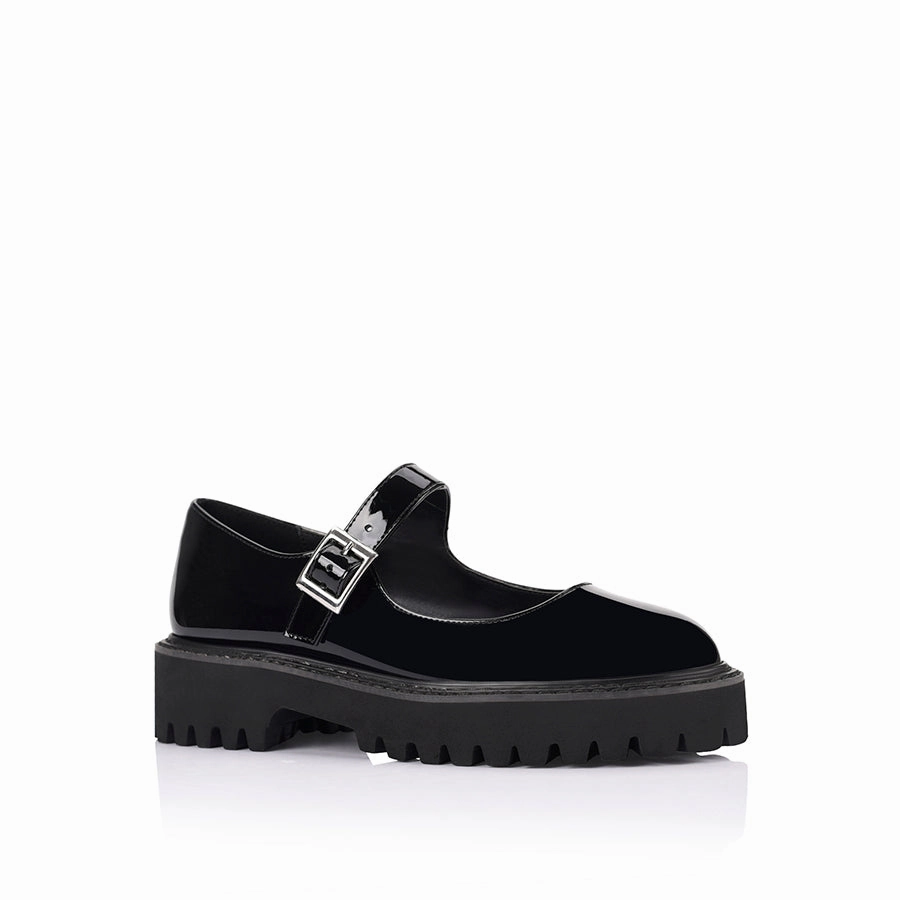 Nero Chunky Mary Jane Loafers - Black Patent Do Marten Loafers