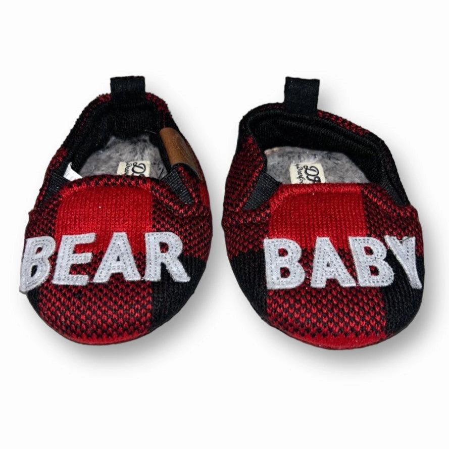 NEW! Dearfoam Slippers Baby Boy Size 9-12 Months Buffalo Plaid with Fur Lining Gala Slide Sandals