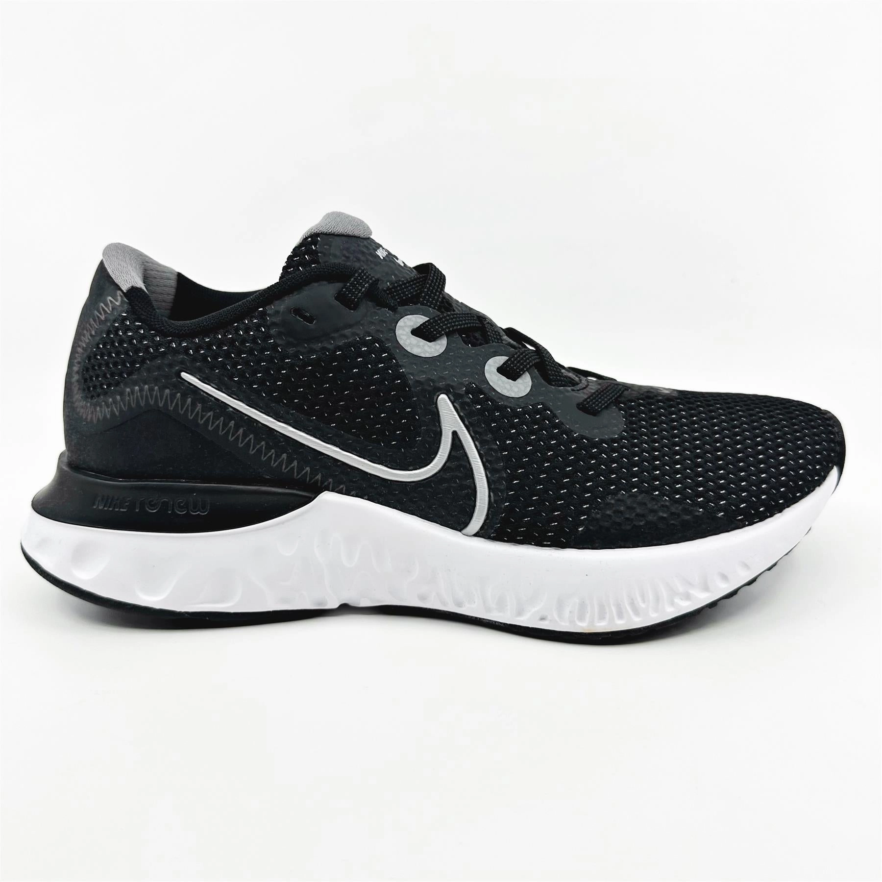 Nike Renew Run Black Metallic Silver White Women Athletic Sneaker CK6360 008 Running Shoes Sale Uk
