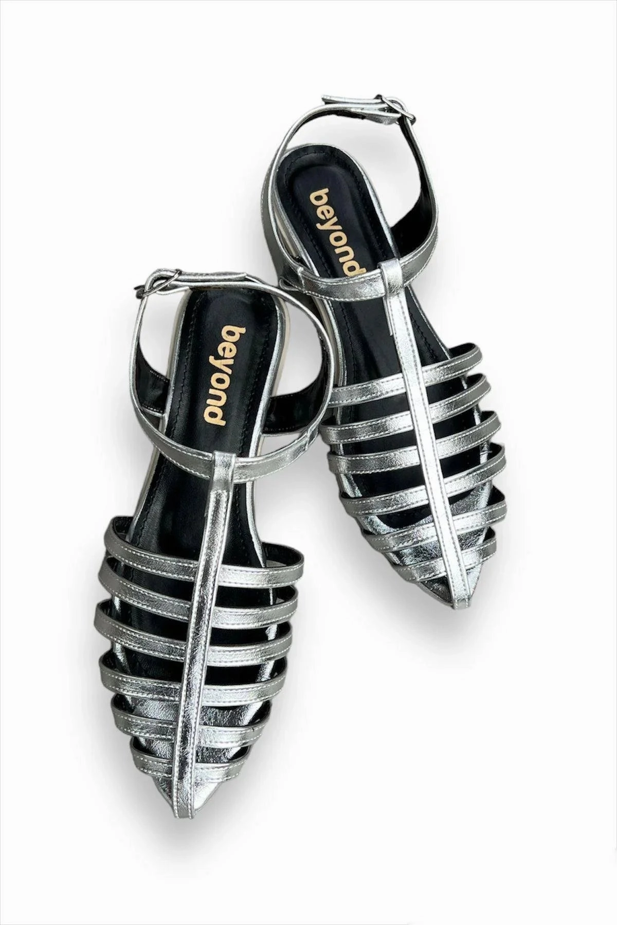 Slip On Sandals With Heels Beyond Women's Ankle Strap Pointed Toe Leather Sandals