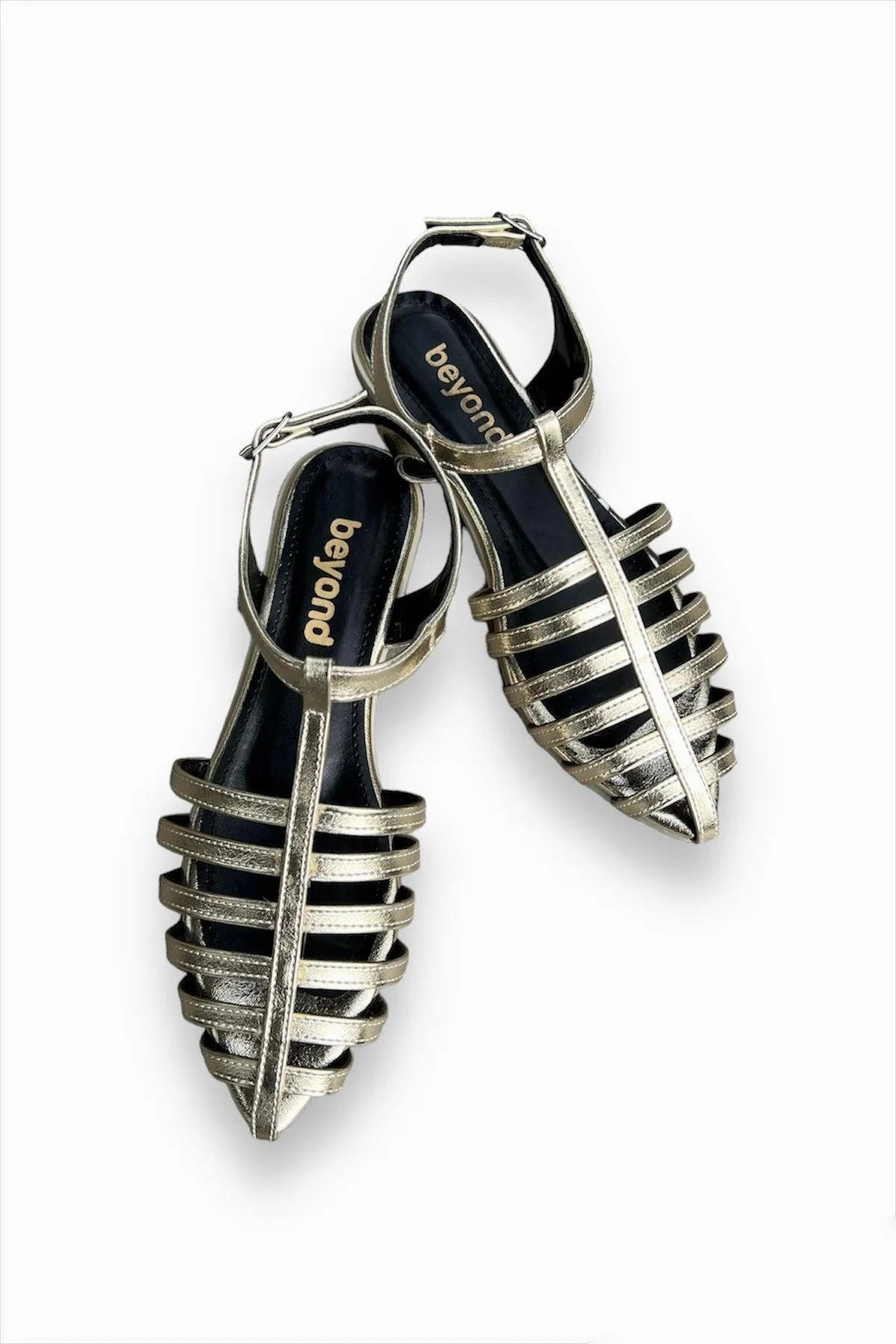 Flat Sandals Lace Up Beyond Women's Ankle Strap Pointed Toe Leather Sandals