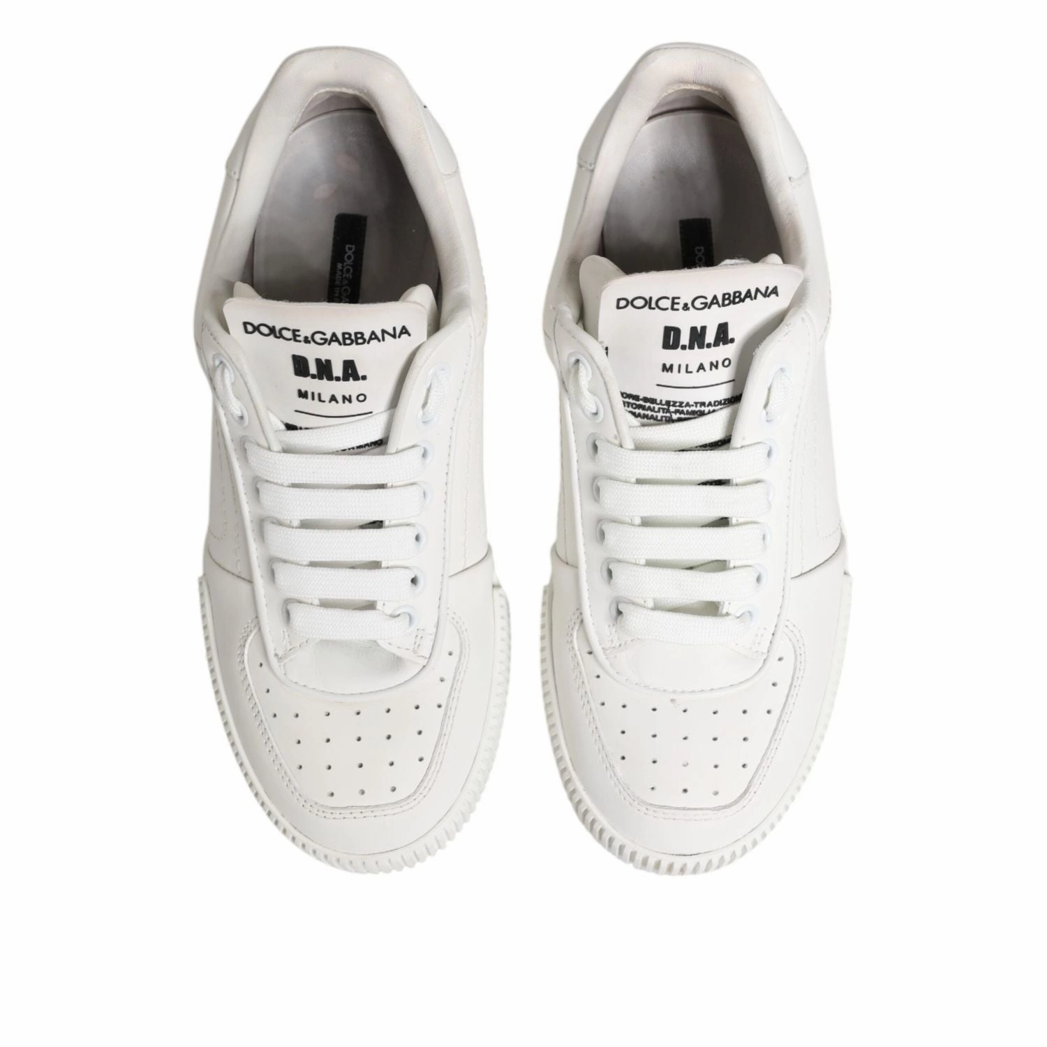 Dolce & Gabbana White Miami Leather Low Top Sneakers Shoes Flyknit Sneakers