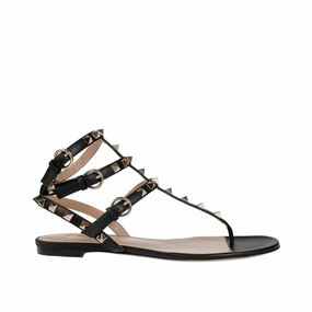 Valentino Garavani Black Calfskin Flip-Flop Sandals Sandals At