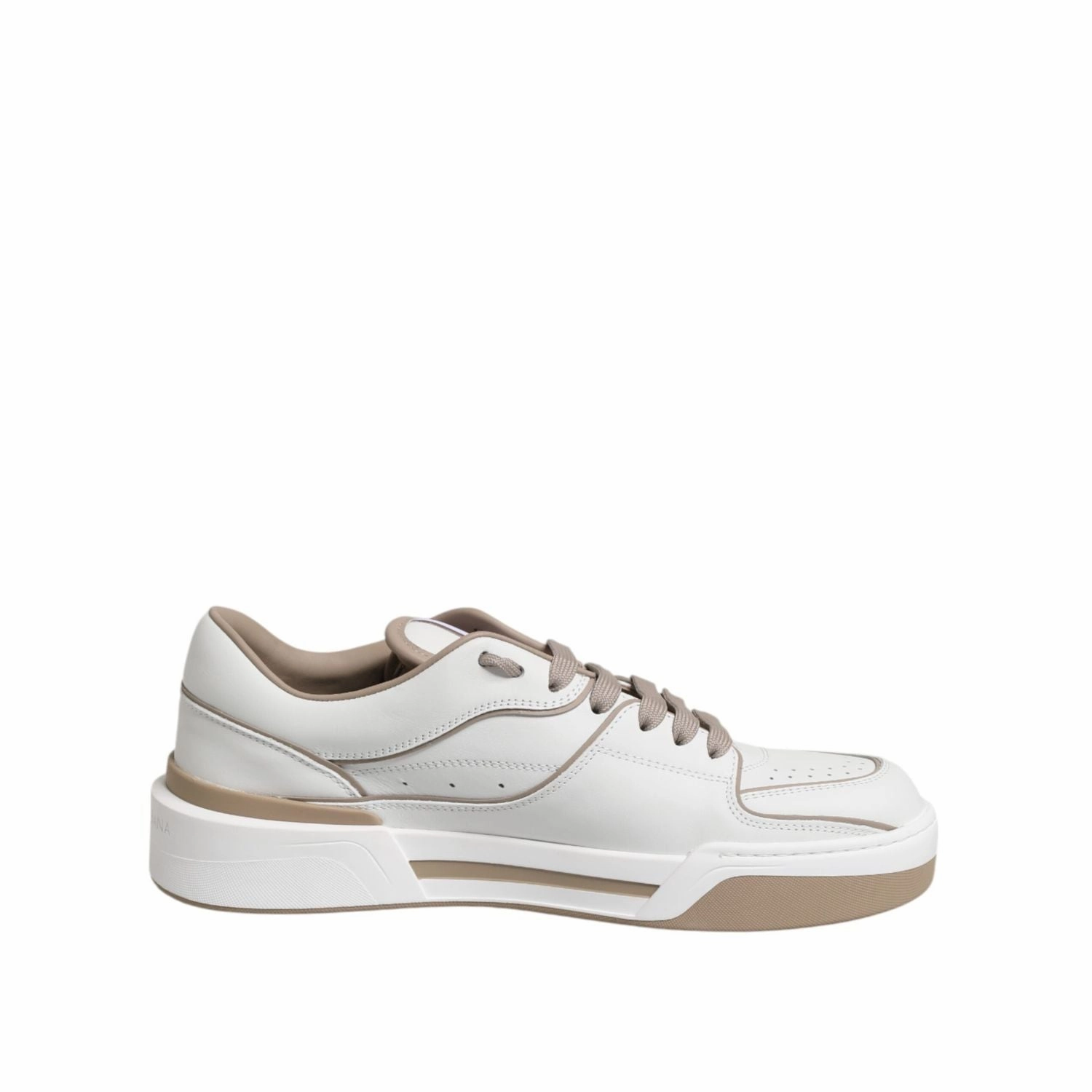 The Goat Sneakers Dolce & Gabbana White Brown Leather Low Top Men Sneakers Shoes