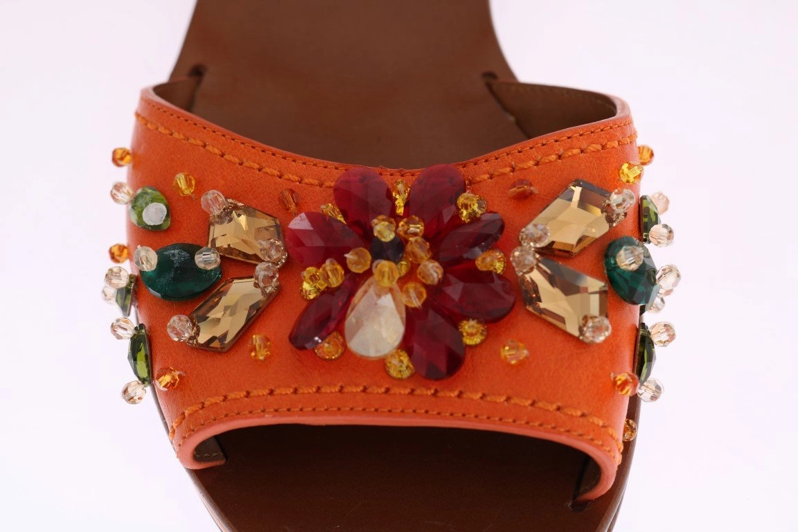 Orange Leather Crystal Sandals Mudd Shoes Flats