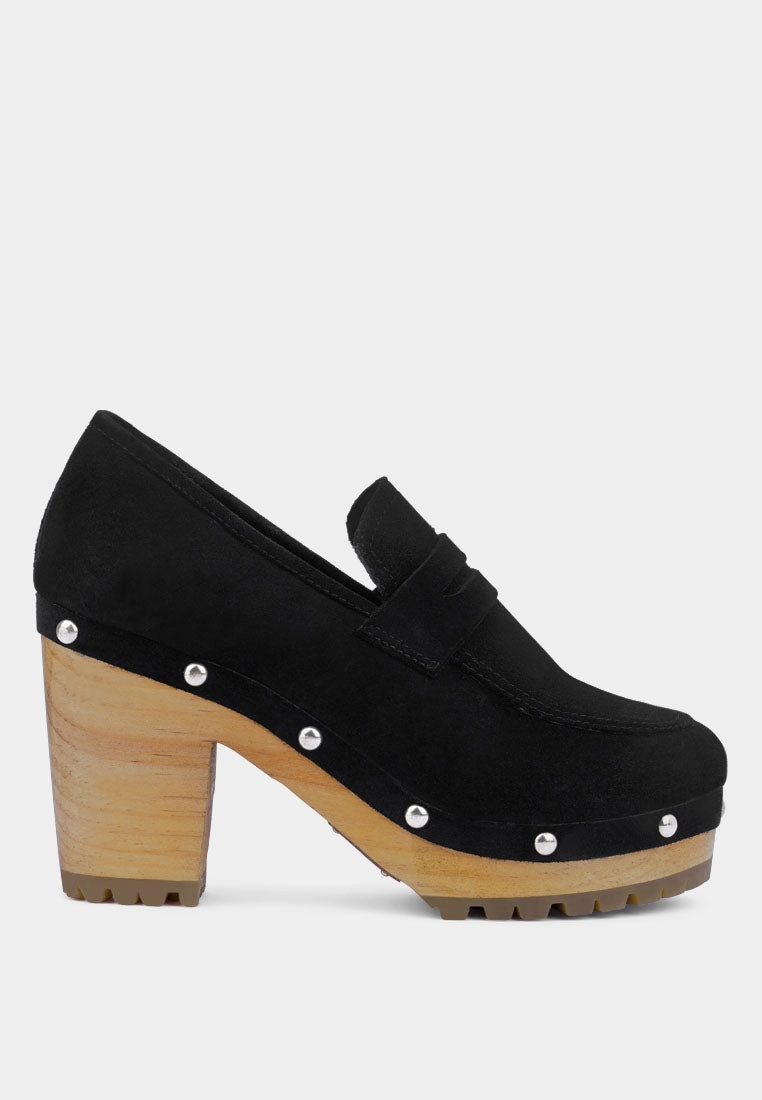 OSAGE Black Clogs Loafers in Fine Suede Johnston Murphy Tassel Loafers