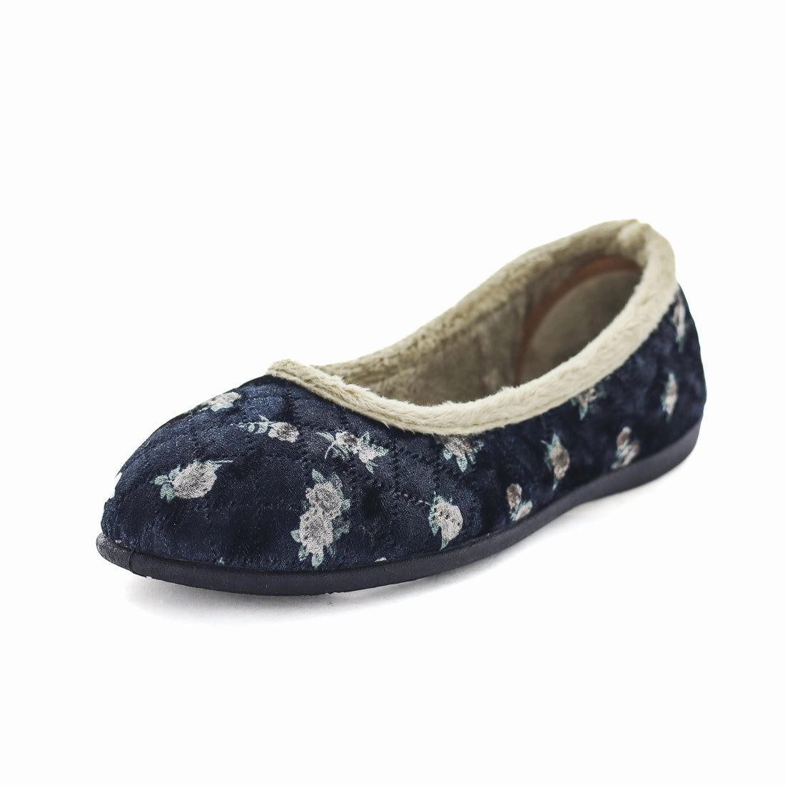 Panda Elgin Women's Slippers - Black Floral Breathable Slippers