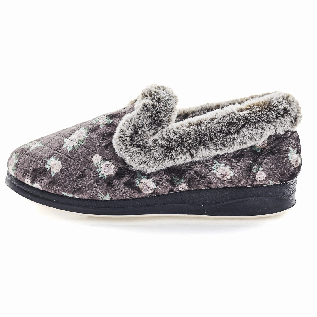 Panda Emille Women's Slippers - Mushroom Floral Fur For Slippers
