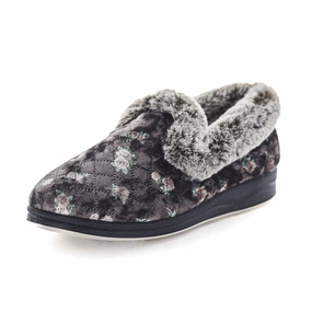 Panda Emille Women's Slippers - Mushroom Floral Wool Slippers With Rubber Sole