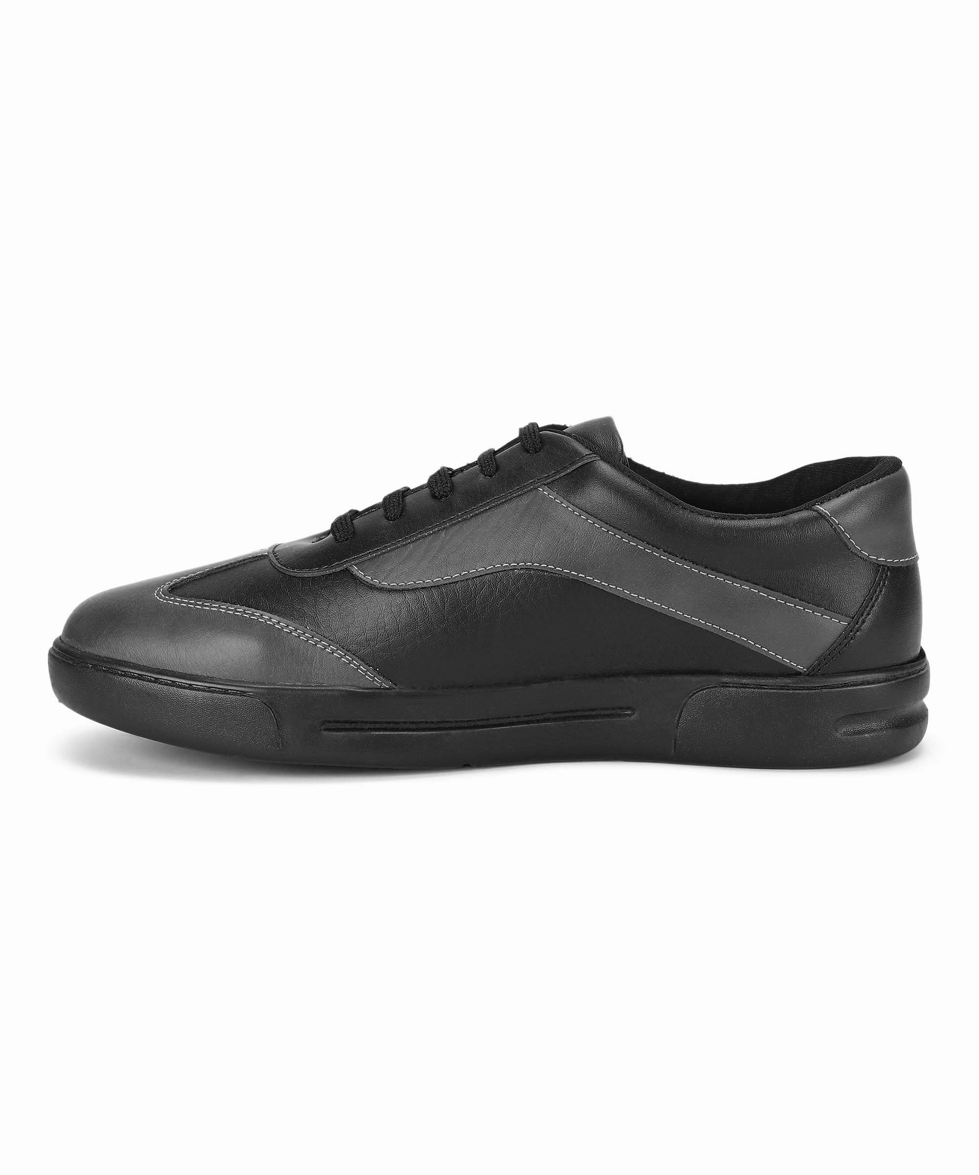 Paragon K1012G Men Casual Shoes | Stylish Walking Outdoor Shoes for Everyday Wear | Smart & Trendy Design  | Comfortable Cushioned Soles Black-Dark Grey Casual Shoes To Wear With Suits