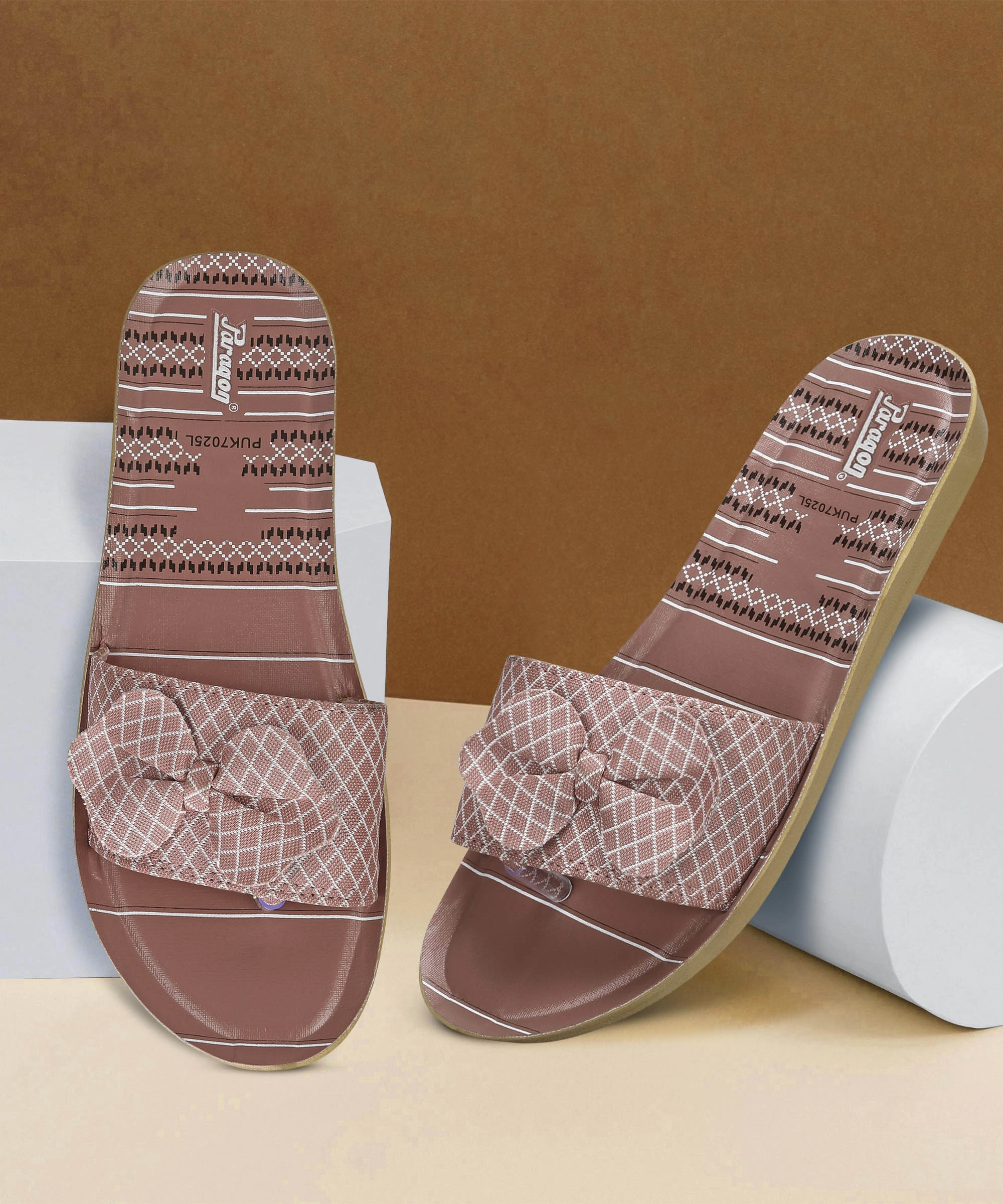 Flip Flops High Heels Paragon PUK7025L Womens Pink-Grey Sliders with Cushioned Sole for Everyday Use