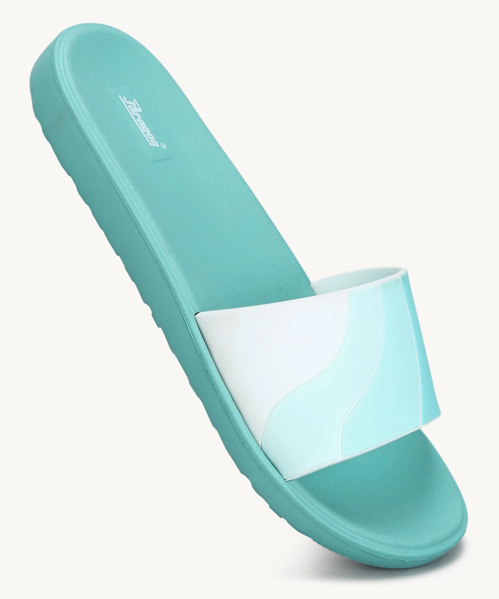 Paragon Women's Ice Green Sliders with Cushioned Sole for Everyday Use Flip Flops Orthotic