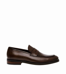 PARDITO BROWN LEATHER LOAFERS & MOCCASSINS Penny Loafers Men With Penny