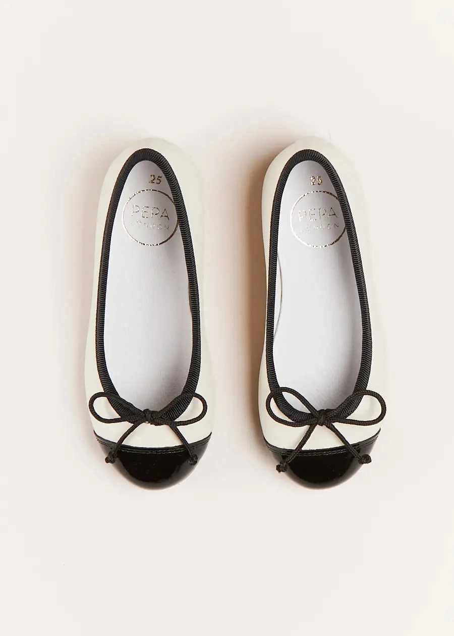 Casual Half Shoes Patent Toe Ballerina Shoes in Cream (24-34EU)