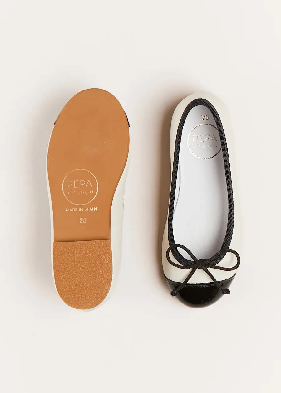 Casual Work.shoes Patent Toe Ballerina Shoes in Cream (24-34EU)