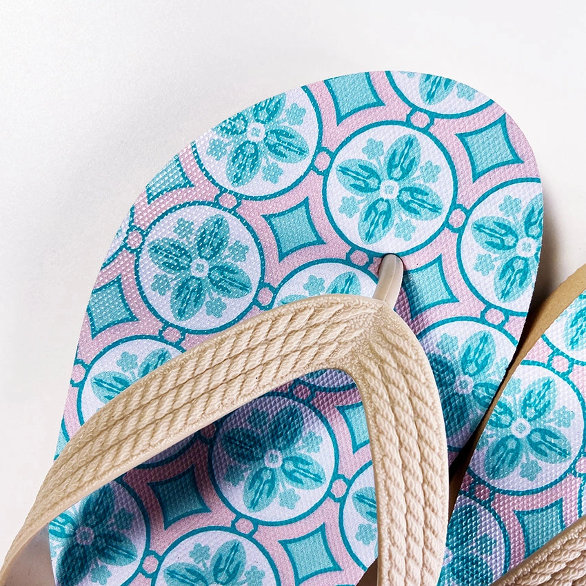 Peranakan Tile Flip-flops Blue Coin Tile Boost Flip Flops