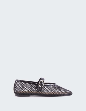 Meshu Black Mesh Boat Shoes Flats