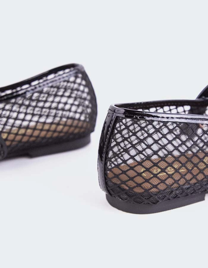 Meshu Black Mesh Cloth Flat Shoes