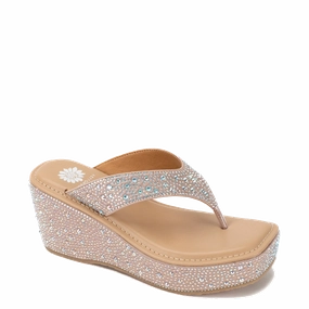 Gold Studded Flip Flops Telvi Rhinestone Nude