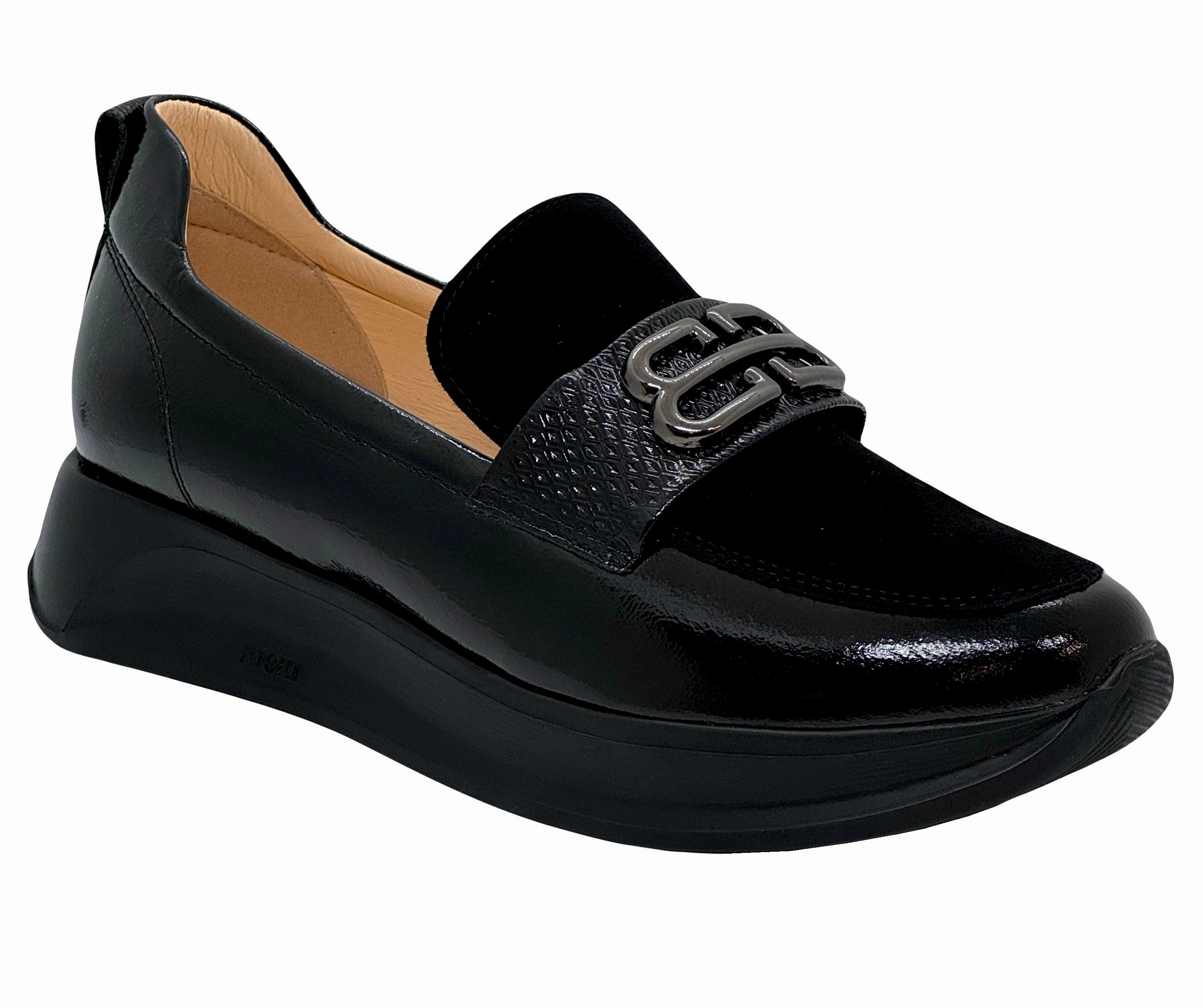 Bioeco Ladies Tab Front Flatform Loafer Mid Heel Loafers