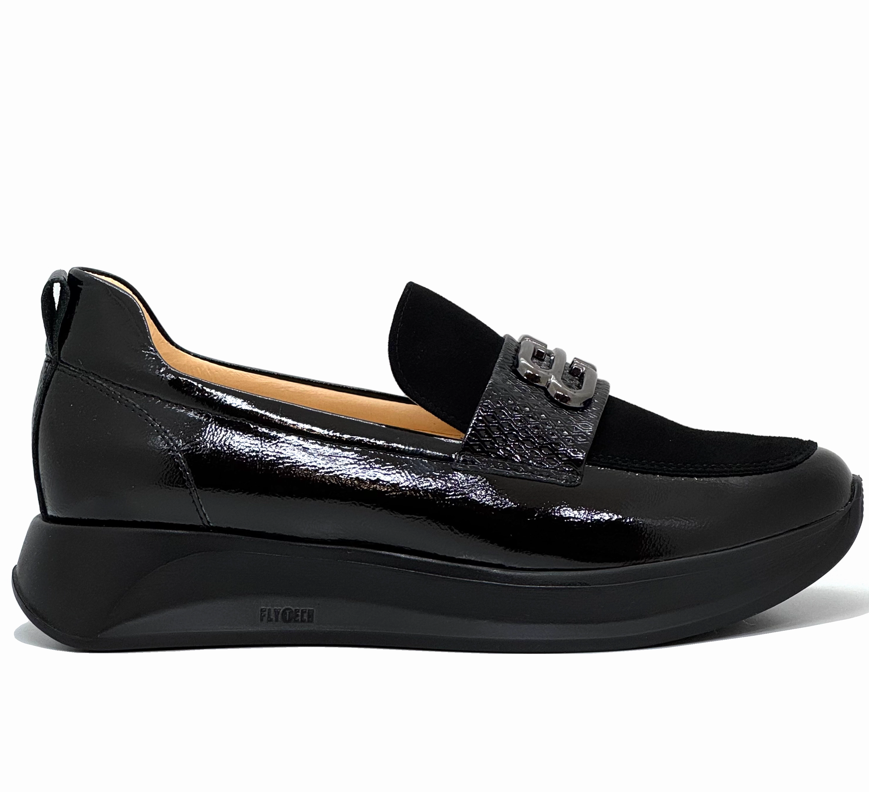 Navy Loafers Bioeco Ladies Tab Front Flatform Loafer