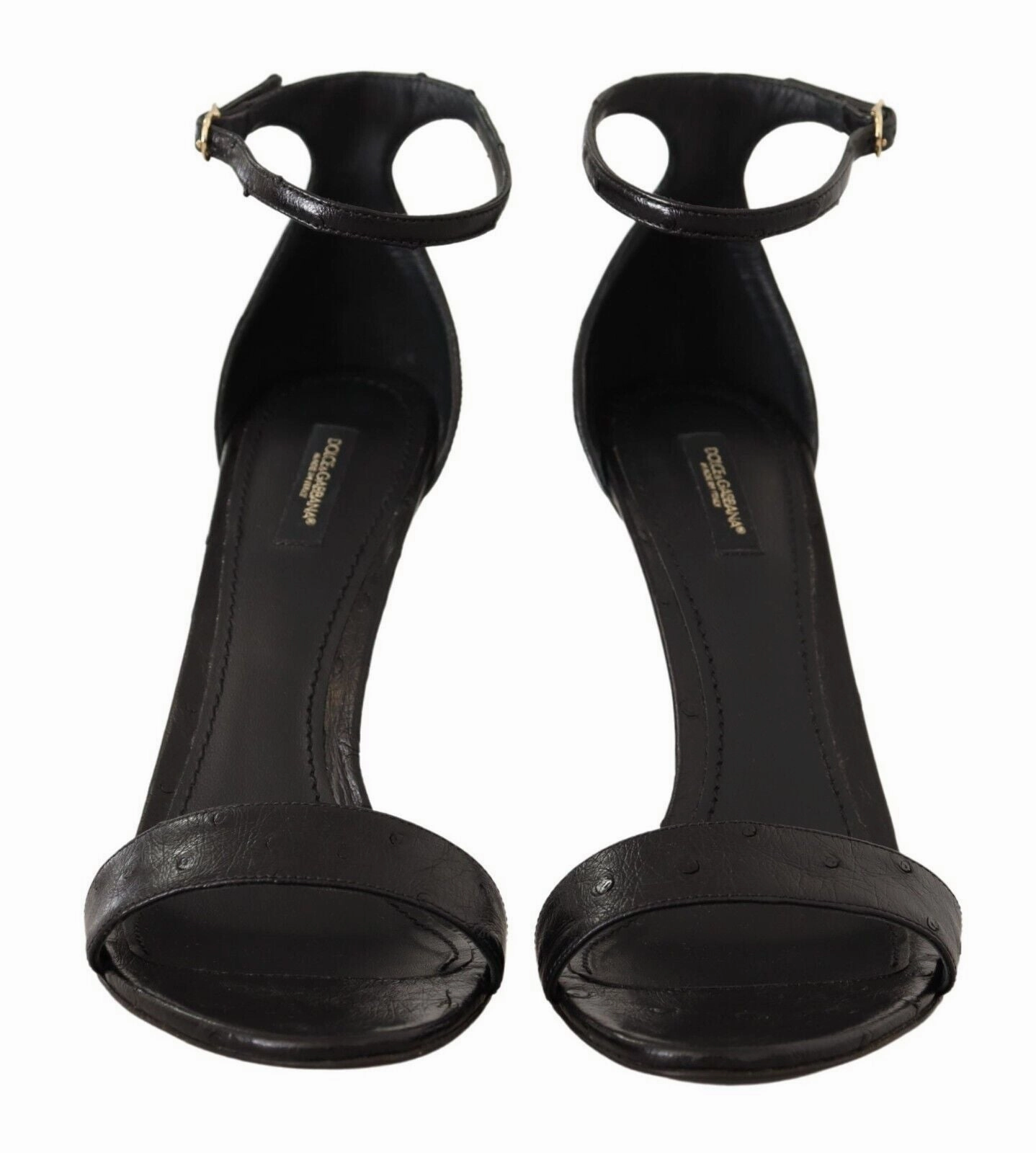 Sandals Grande Antigua Resort & Spa Black Ostrich Ankle Strap Heels Sandals Shoes