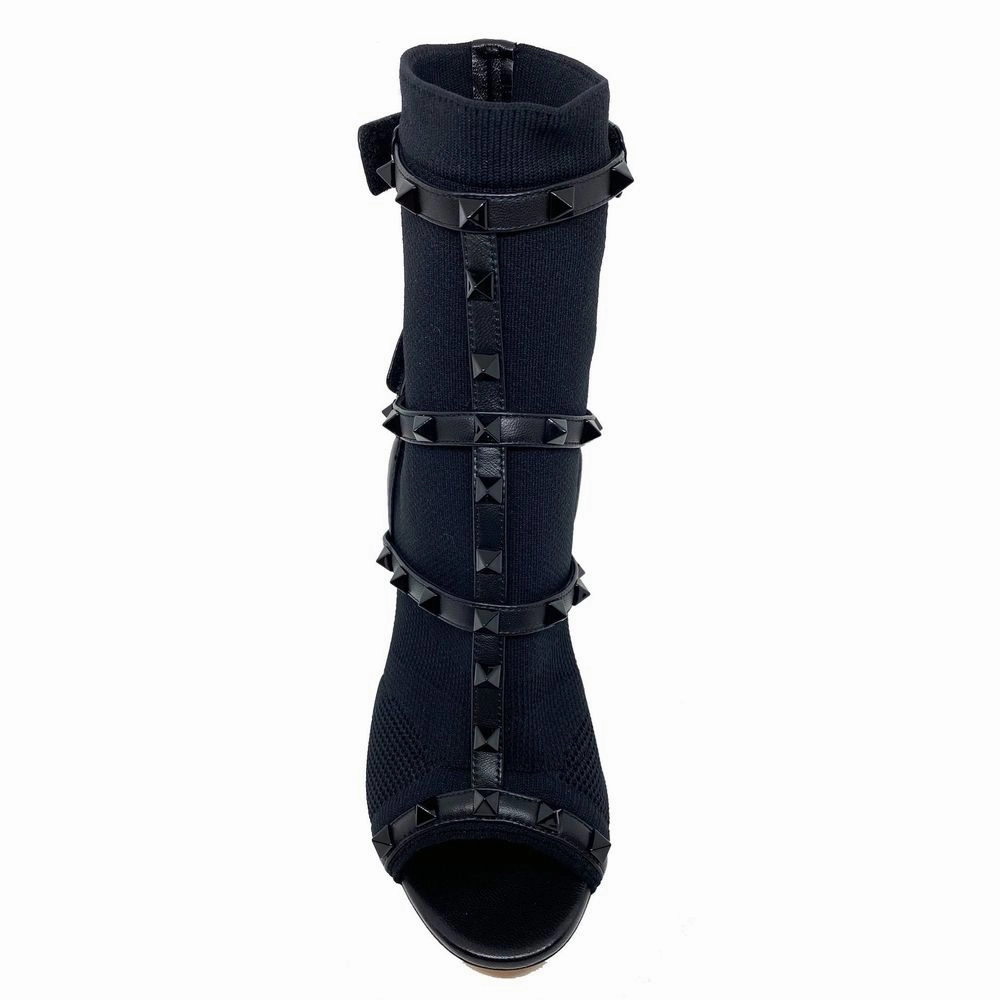 Cloudsteppers Sandals Valentino Garavani Black Leather Stiletto Heel Sandals