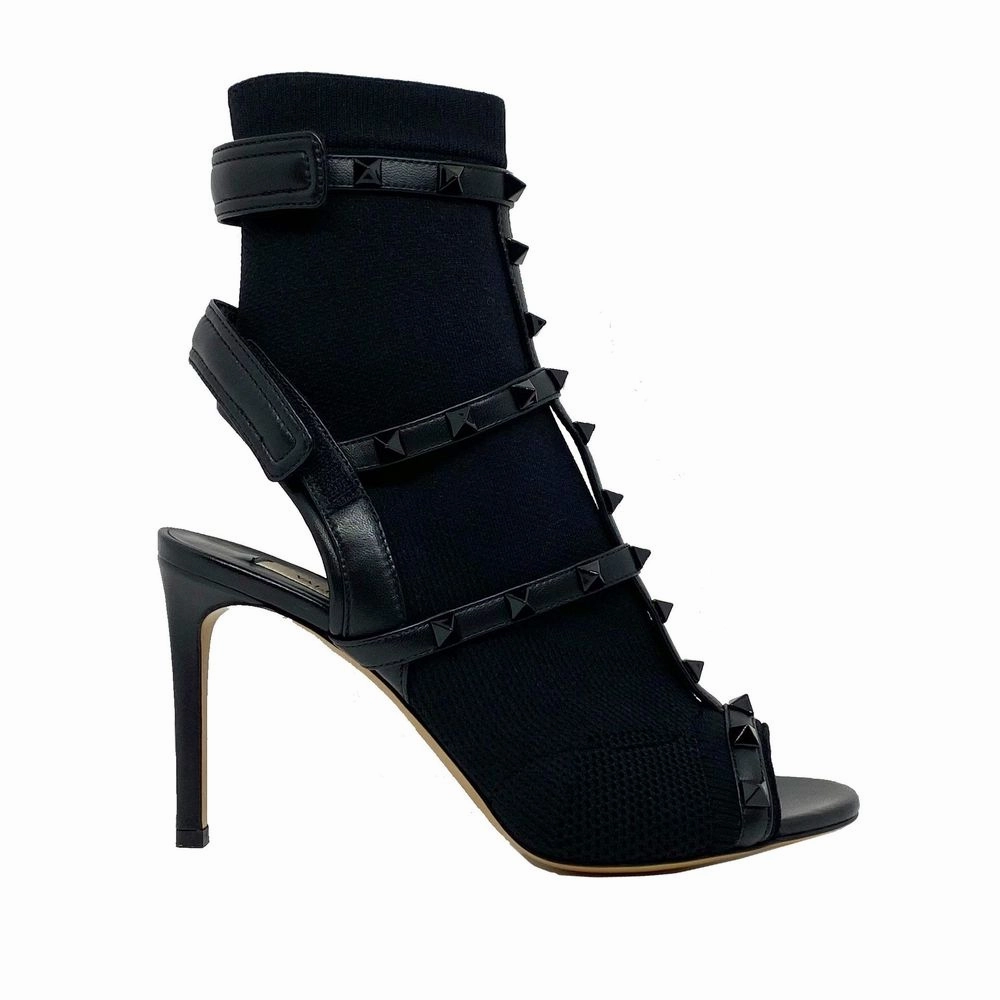 Valentino Garavani Black Leather Stiletto Heel Sandals Sandals In Cabo