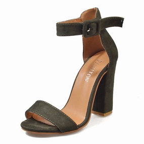 Light Green Sandals High Heeled Big Size Heel Shoes Suede Thick With Women Shoes Fashion Style Square Heel Sandals Women Pumps
