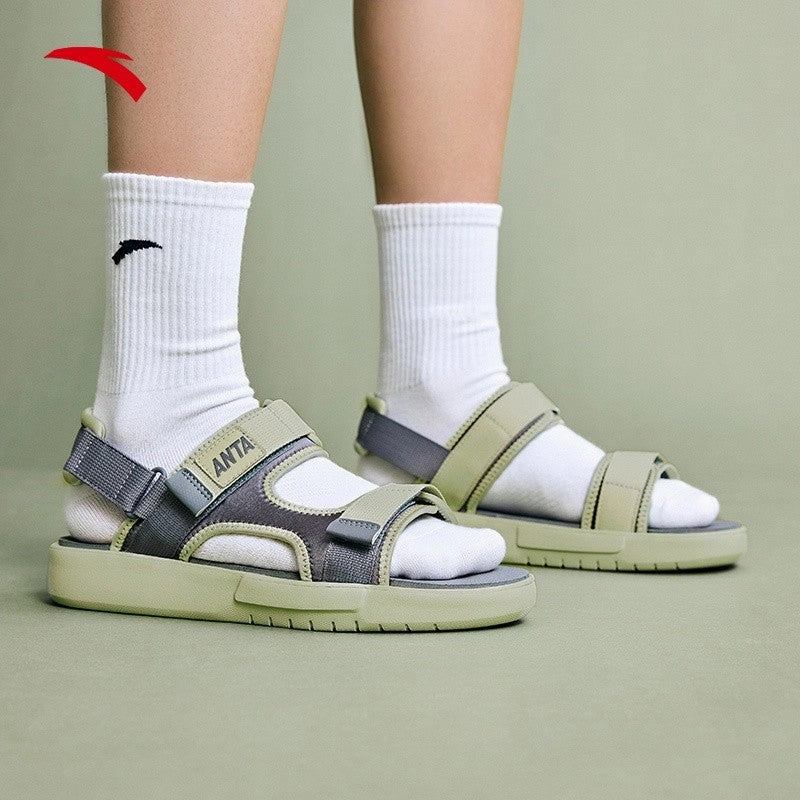 Dream Pairs Slippers ANTA Men Basic Sandals Sandals Slippers-Steel Grey/Ice Green (Kasut Selipar)