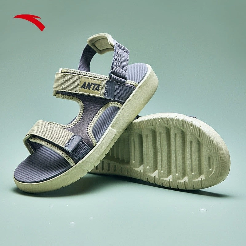 Bts Slippers ANTA Men Basic Sandals Sandals Slippers-Steel Grey/Ice Green (Kasut Selipar)