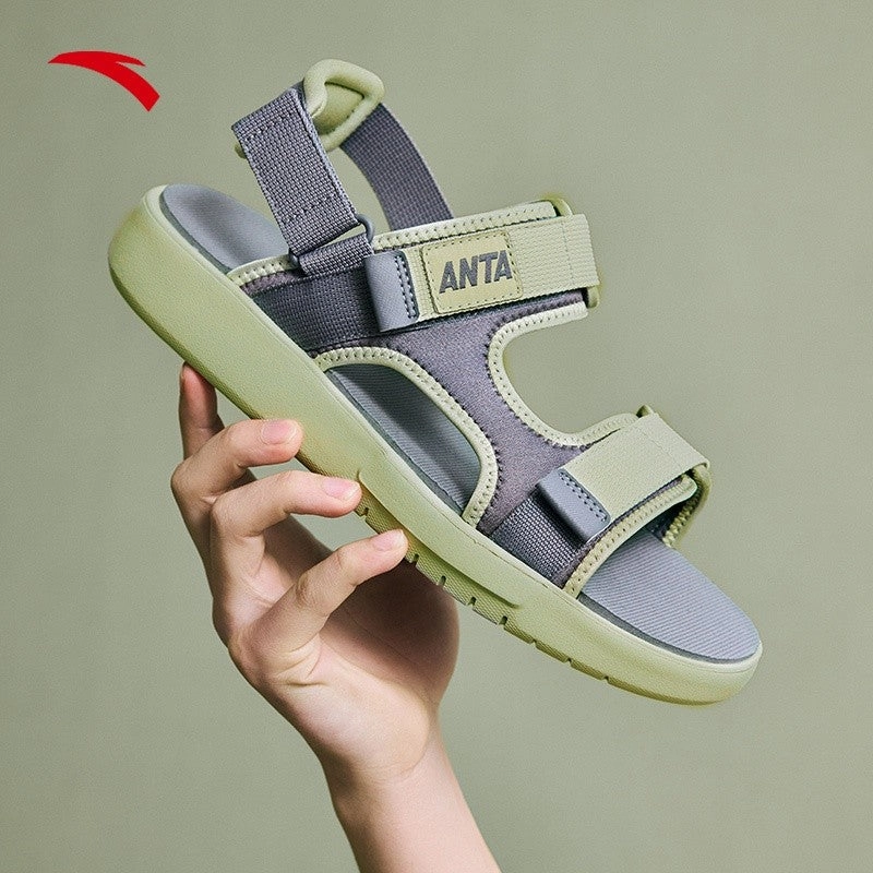 Designer Inspired Slippers ANTA Men Basic Sandals Sandals Slippers-Steel Grey/Ice Green (Kasut Selipar)