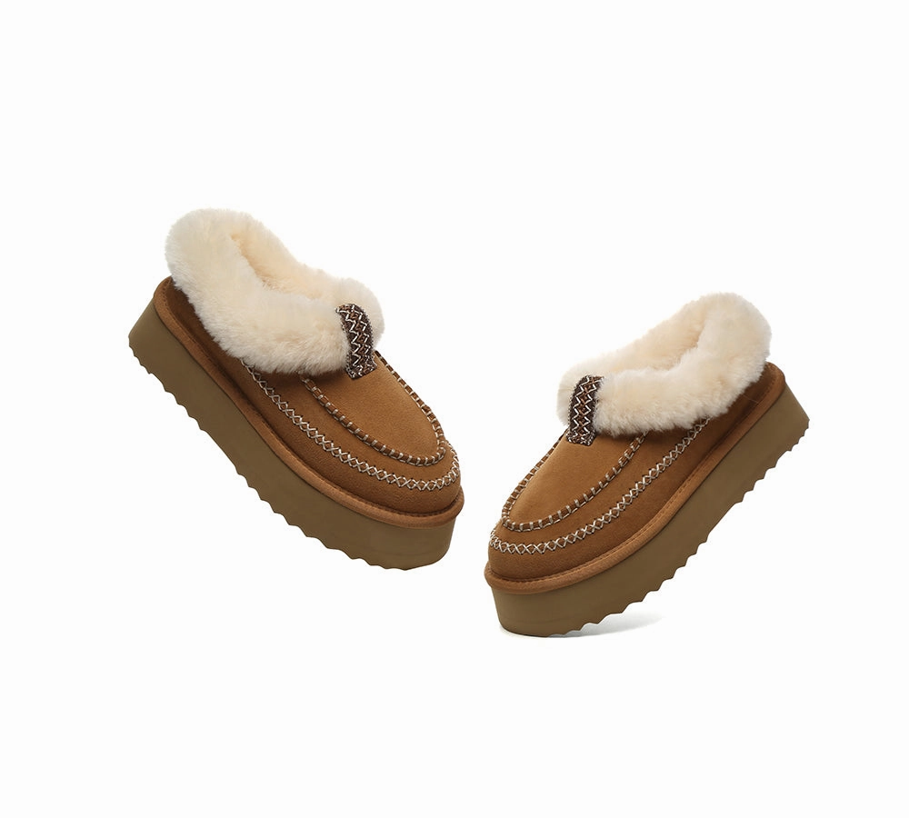 Crocheting Slippers For Beginners AUSTRALIAN SHEPHERD UGG Slippers Women Sheepskin Wool Collar Ankle Platform Santana