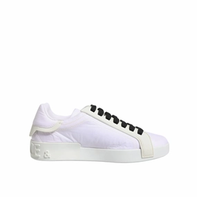 White Sneakers Dolce & Gabbana White Nylon Leather Low Top Sneakers Shoes