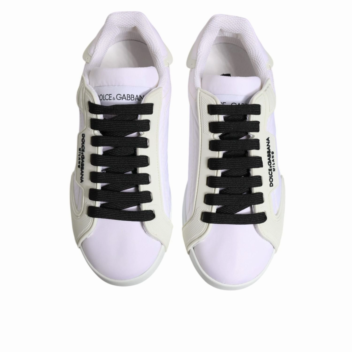 Dolce & Gabbana White Nylon Leather Low Top Sneakers Shoes Sneakers With White